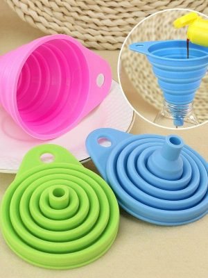New Mini Silicone Foldable Collapsible Funnel Hopper Kitchen Cooking Tools (Pack of 3)